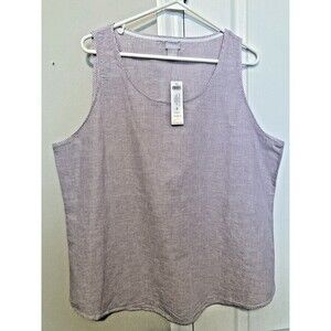 Chico's linen scoop neck tank lavender blush size 3